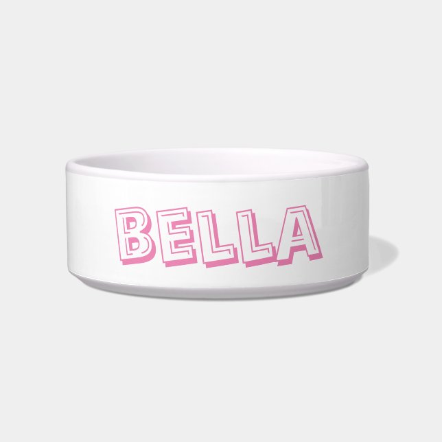 Hundkatze mit rosa individuelle Name Napf (Vorderseite)