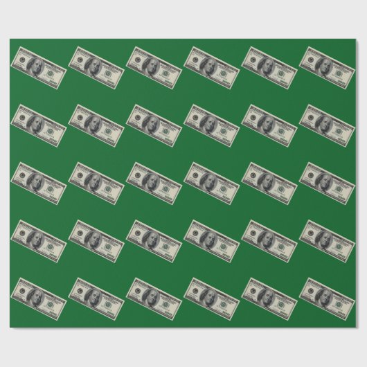 Hundred Dollar Bill Green Wrapping Paper Geschenkpapier (Flach)