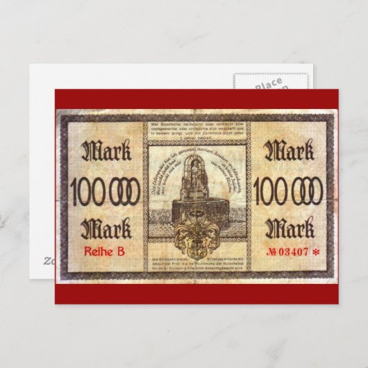 HundredThousand Mark Postkarte (Vorne/Hinten)