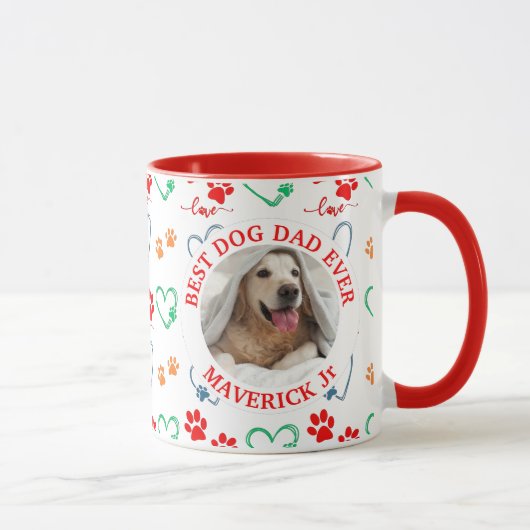 HUNDSCHMERZEN UND LIEBE HÖREN Personalisiertes Fot Tasse (Rechts)