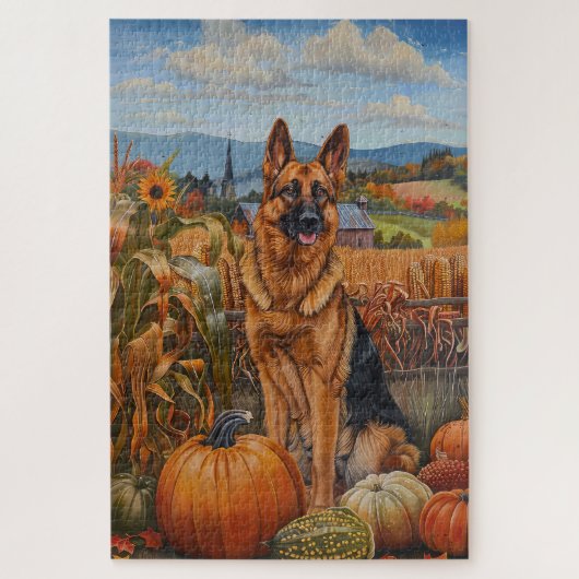 Hundsheld Herbst Ernte Erntedank Puzzle (Vertikal)