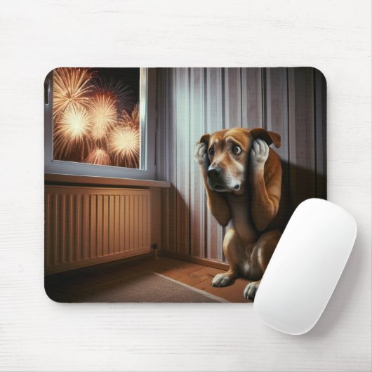 Hundshund mit Fireworks verschont Mousepad (Mit Mouse)