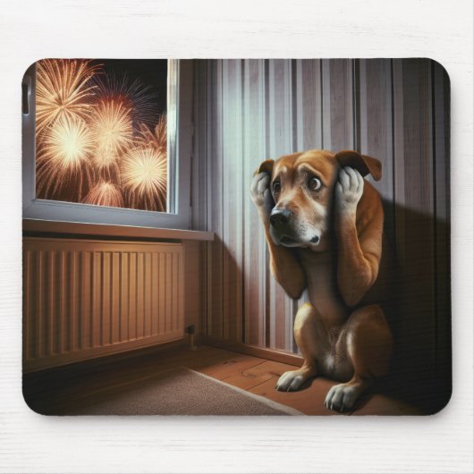 Hundshund mit Fireworks verschont Mousepad (Vorne)