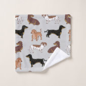 Hundsmuster der Dackel Badhandtuch Set (Waschlappen)