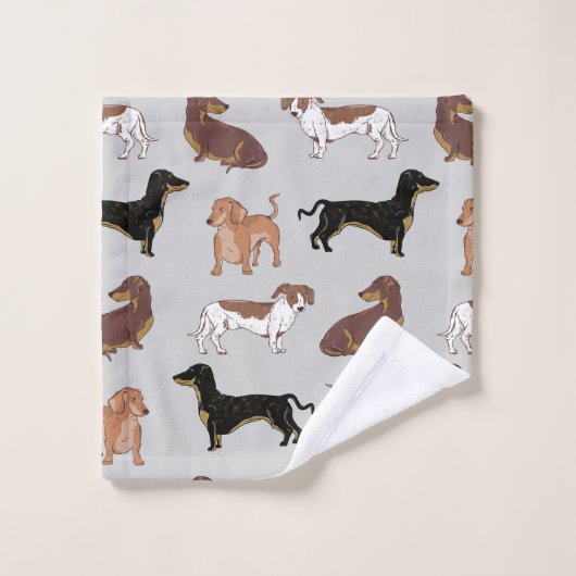 Hundsmuster der Dackel Badhandtuch Set (Waschlappen)