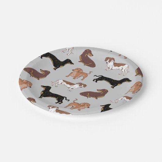 Hundsmuster der Dackel Pappteller (Schrägansicht)