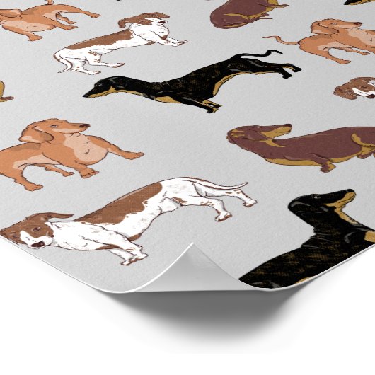 Hundsmuster der Dackel Poster (Ecke)