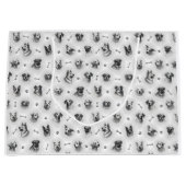 Hundsmuster mit Knochen und Pfotendrucken Große Geschenktüte (Vorderseite)