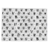 Hundsmuster mit Knochen und Pfotendrucken Große Geschenktüte (Rückseite)