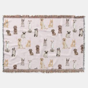 HundWelpe Wasserfarbe Hunde süß rosa Decke