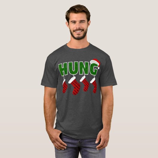 Hung - Funny Gay Endowed Christmas T-Shirt (Vorne ganz)