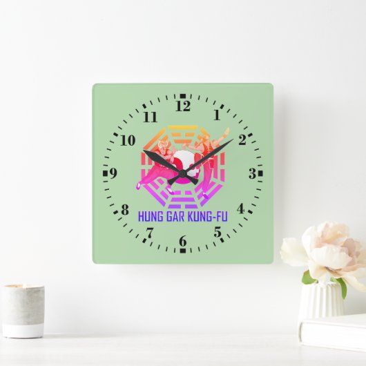 Hung Gar Kung-Fu Quadratische Wanduhr (Zuhause)