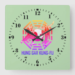 Hung Gar Kung-Fu Quadratische Wanduhr