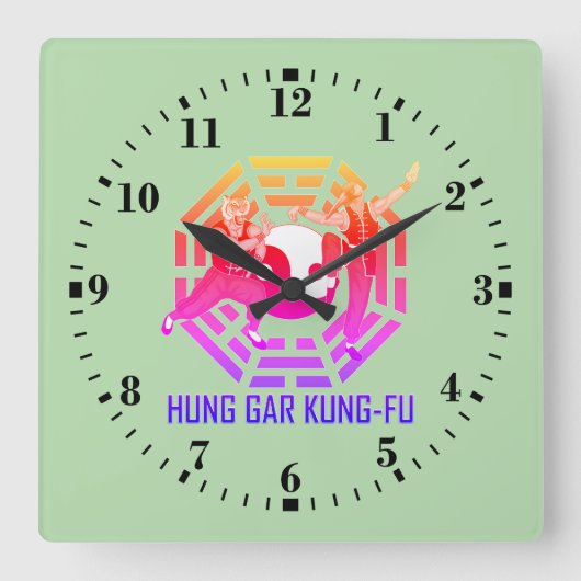 Hung Gar Kung-Fu Quadratische Wanduhr (Vorderseite)