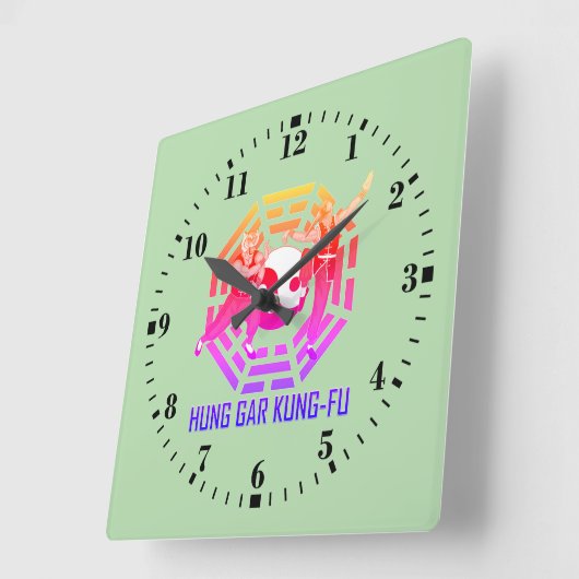 Hung Gar Kung-Fu Quadratische Wanduhr (Winkel)