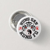 Hung Gar Kung Fu Tiger mit Yin Yang Symbol Button (Vorne & Hinten)