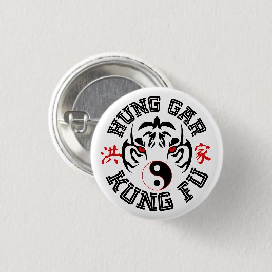 Hung Gar Kung Fu Tiger mit Yin Yang Symbol Button (Vorne & Hinten)