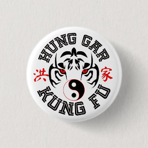 Hung Gar Kung Fu Tiger mit Yin Yang Symbol Button