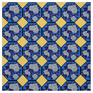 Hungarian Art Deco Royal Blue and Yellow Stoff