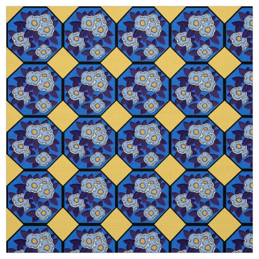 Hungarian Art Deco Royal Blue and Yellow Stoff (Muster)