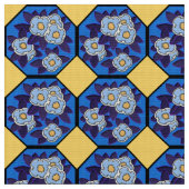 Hungarian Art Deco Royal Blue and Yellow Stoff (Nahaufnahme)