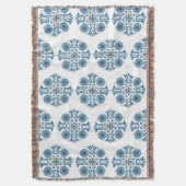 Hungarian Blue Folk Tulip Woven  Decke (Vorderseite Vertikal)
