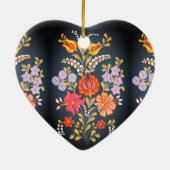 hungarian flowers -vibrant colors heart shape  keramik ornament (Hinten)