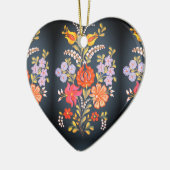 hungarian flowers -vibrant colors heart shape  keramik ornament (Links)