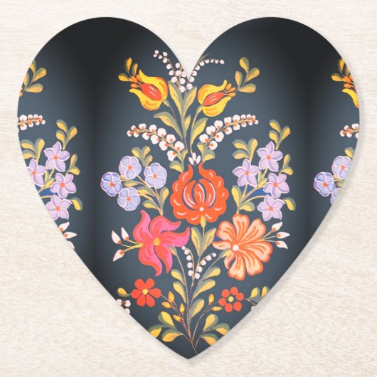 hungarian flowers -vibrant colors heart shape  untersetzer (Vorderseite)