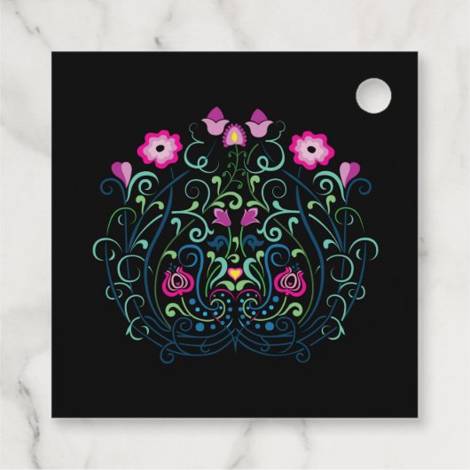 Hungarian Kalocsa Embroidery Pattern Geschenkanhänger (Rückseite)