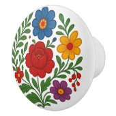 Hungarian Kalocsa Floral Folk Art Ceramic Knob Keramikknauf (Rechts)