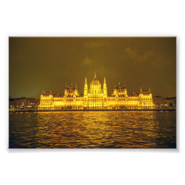 Hungarian Parliament, Budapest, Hungary at Night Fotodruck