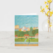 Hungarian Village Scene Note Card Karte (Gelbe Blume)