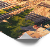 Hungary Parliament Illustration Travel Art Vintage Poster (Ecke)