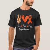 Hunger Awareness Peace Love Hope Orange Ribbon T-Shirt (Vorderseite)