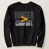 HUNGER > COMFORT – Minimal Motivational Mindset Sweatshirt (Design vorne)