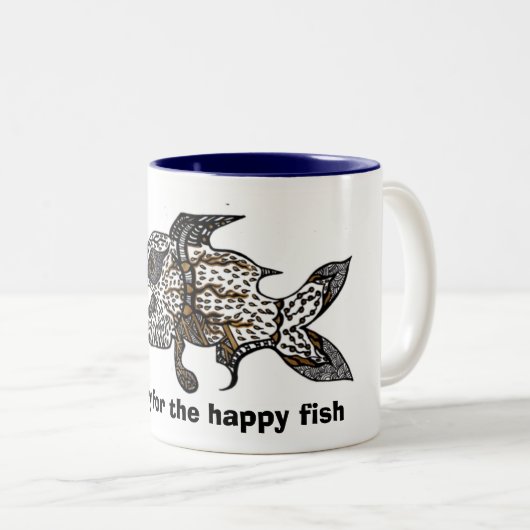 Hunger nach dem glücklichen Fisch Zweifarbige Tasse (VorderseiteRechts)