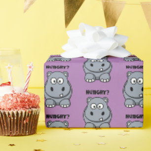 Hungerfestungen Hippo Funny Kids Hippopotamus Cart Geschenkpapier