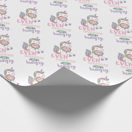 Hungerfestungen Unicorns Niedliche Kunst, Dichtung Geschenkpapier (Ecke)