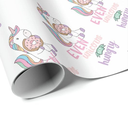 Hungerfestungen Unicorns Niedliche Kunst, Dichtung Geschenkpapier (Rolleneckpunkt)