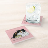 Hungerkatze am frühen Morgen Glasuntersetzer (Schrägansicht)