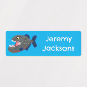 Hungerlustiger Piranha Cartoon personalisiert Etiketten (Design 2)