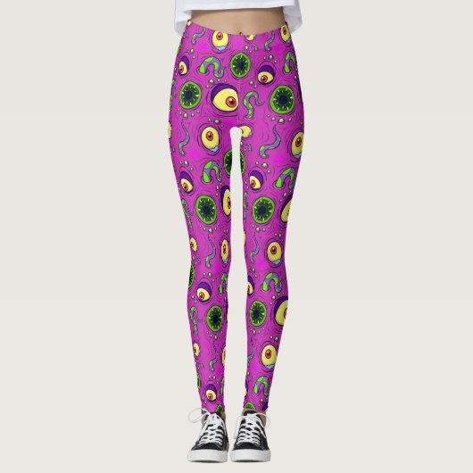 Hungermonster Nahtloses Muster Leggings (Vorderseite)
