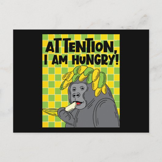 Hungernder Gorilla mit Sprichwort Postkarte (Vorderseite)