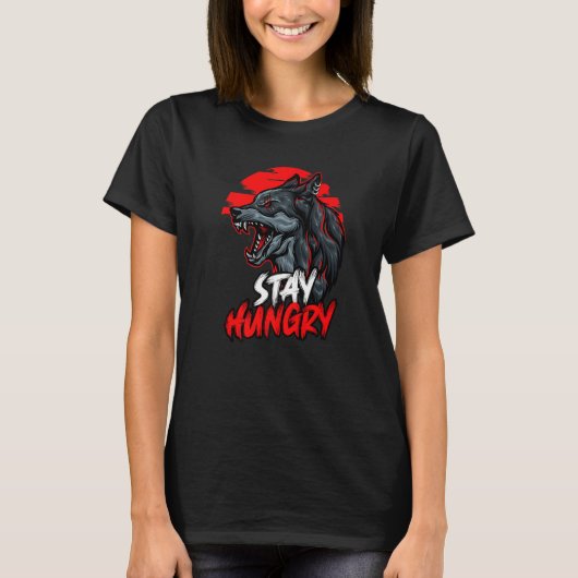 Hungrig bleibender Wolf Wilde Wölfe T-Shirt (Vorderseite)
