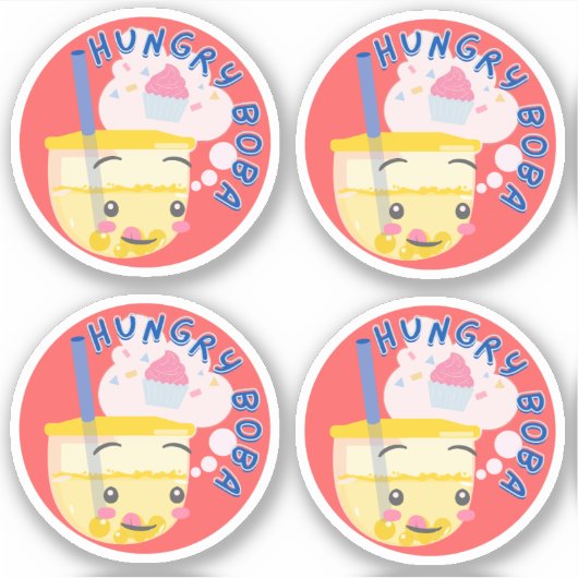 Hungrig Boba- Packung mit 4 Aufkleber (Vorderseite)