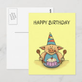 Hungrig-fröhliche Geburtstagskarte Postkarte (Vorne/Hinten)