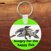 hungrig nach dem glücklichen Fisch Schlüsselanhänger (Vorderseite)