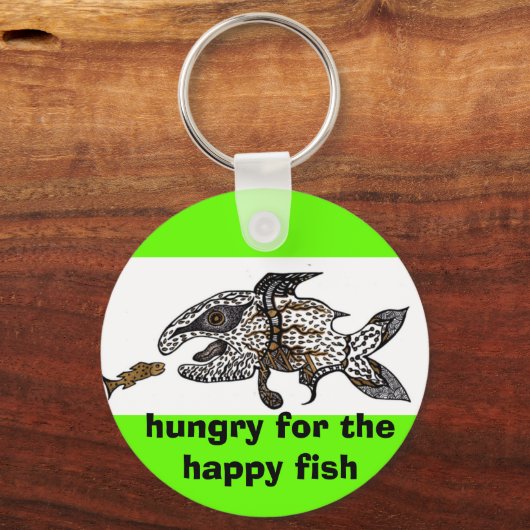 hungrig nach dem glücklichen Fisch Schlüsselanhänger (Vorderseite)