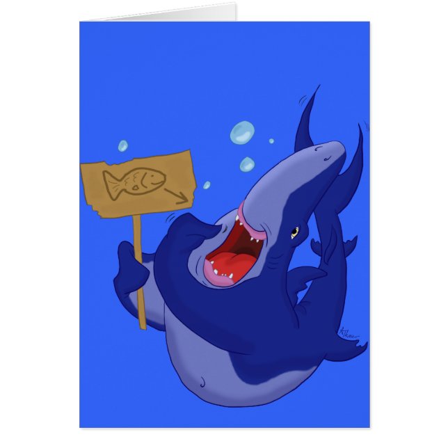 Hungrige blauer Haifisch-Karte (Vorne)